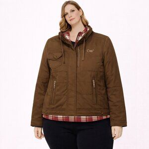 👉 SALE: Coogi Brown Quilted Jacket w/ Plaid Lining – Size S